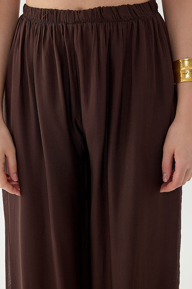 Beli Lastikli Astarlı İpek Pantolon - 26