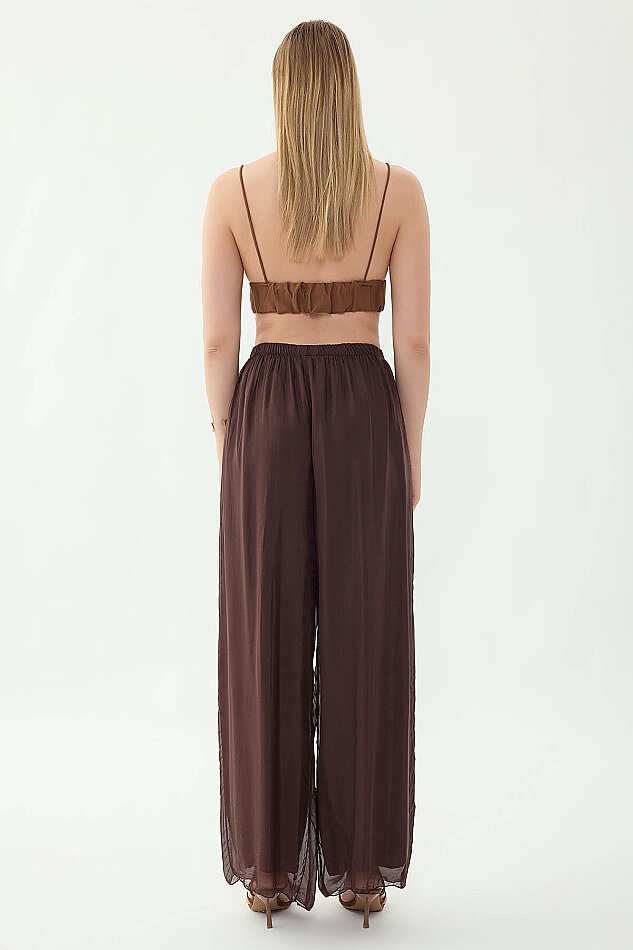 Beli Lastikli Astarlı İpek Pantolon - 25