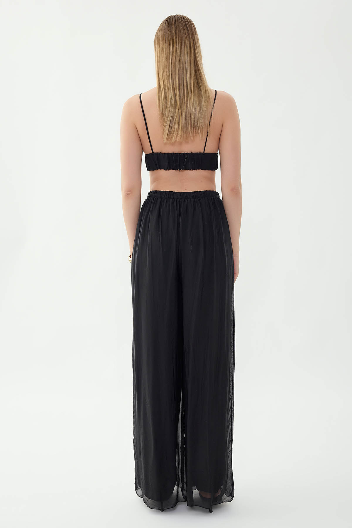 Beli Lastikli Astarlı İpek Pantolon - Thumbnail