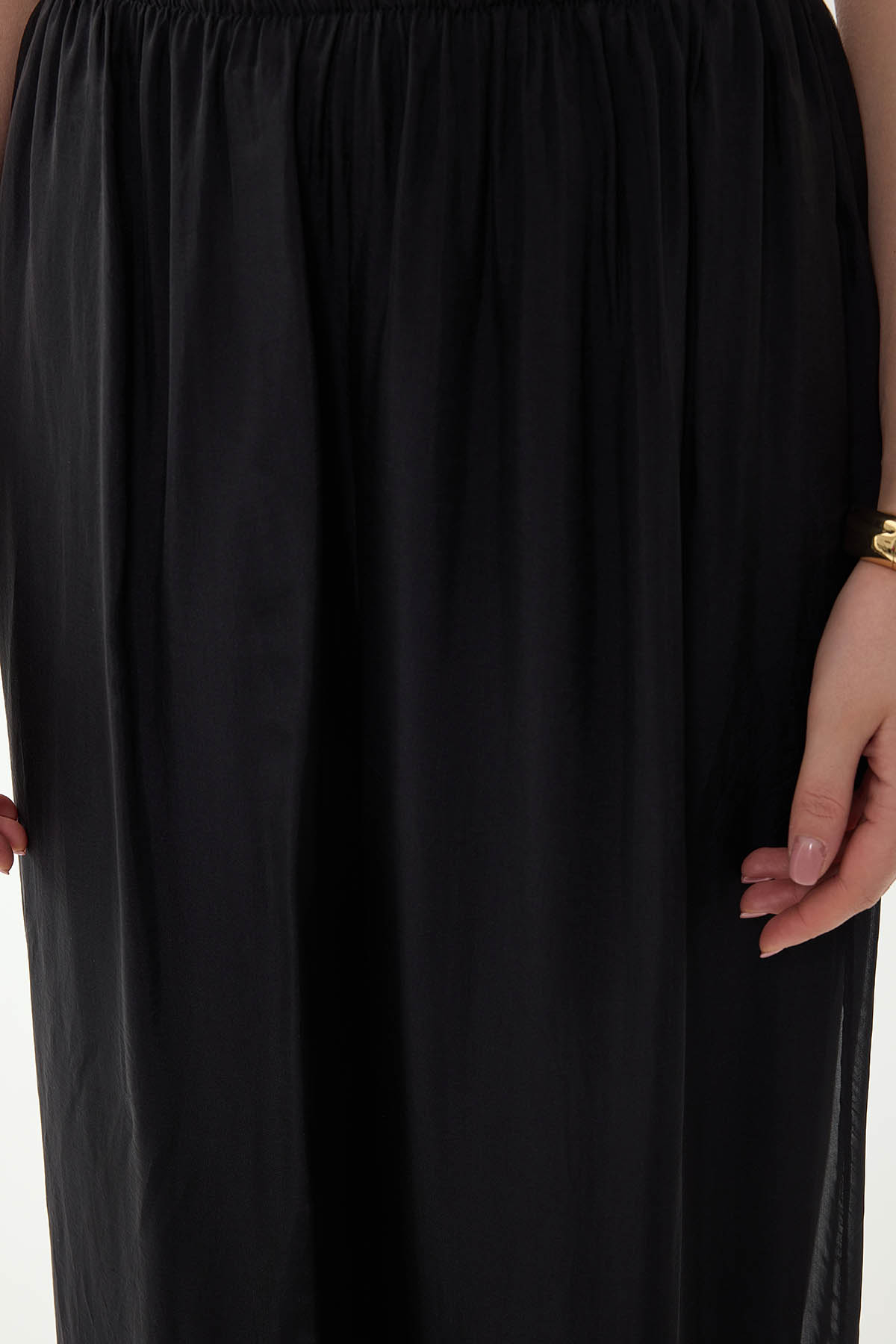 Beli Lastikli Astarlı İpek Pantolon - Thumbnail