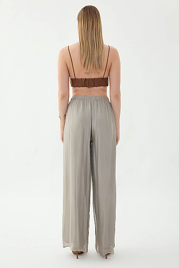 Beli Lastikli Astarlı İpek Pantolon - 37