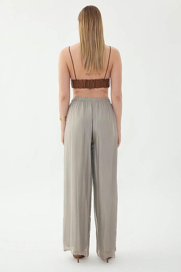 Beli Lastikli Astarlı İpek Pantolon - 37