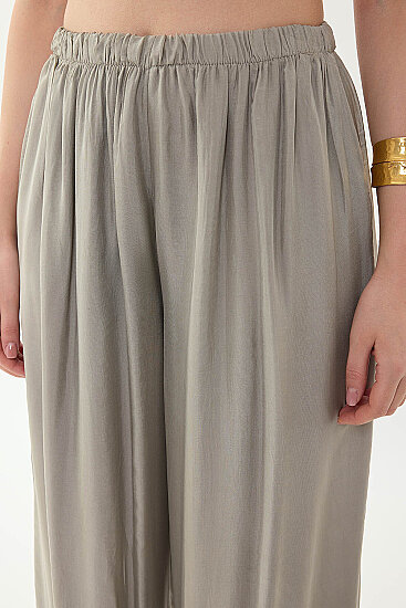 Beli Lastikli Astarlı İpek Pantolon - 38