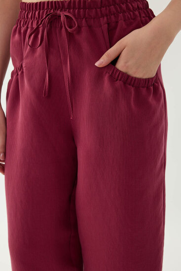 Beli Lastikli Cep Detaylı Çizgili Pantolon - 10