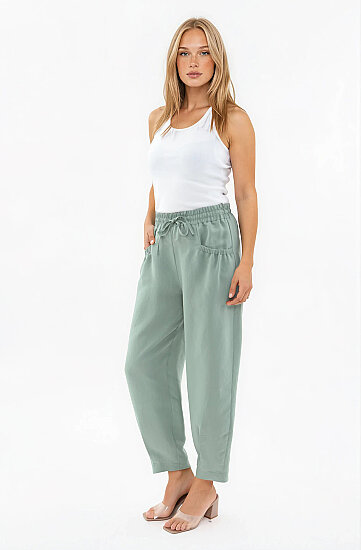 Beli Lastikli Cep Detaylı Çizgili Pantolon - 13