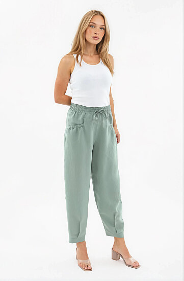 Beli Lastikli Cep Detaylı Çizgili Pantolon - 14