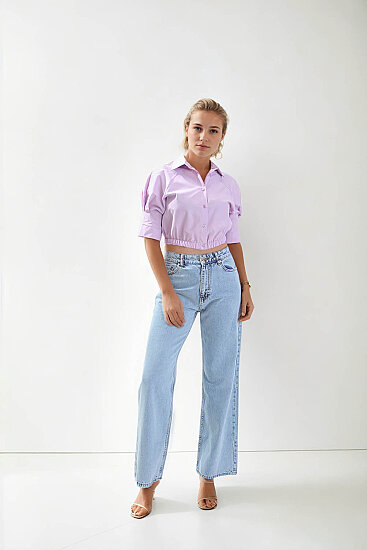 Beli Lastikli Crop Gömlek - 8