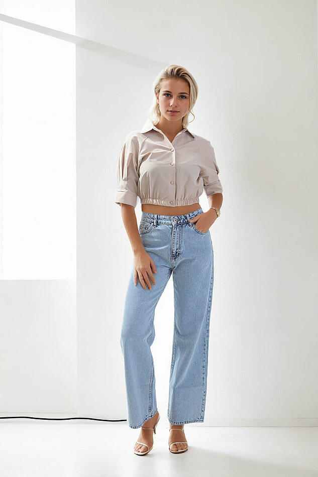 Beli Lastikli Crop Gömlek - 18