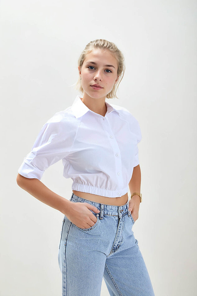 Beli Lastikli Crop Gömlek - 22