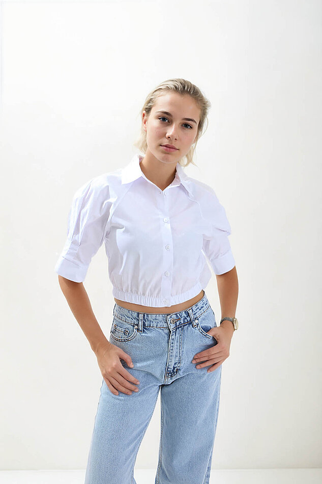 Beli Lastikli Crop Gömlek - 25