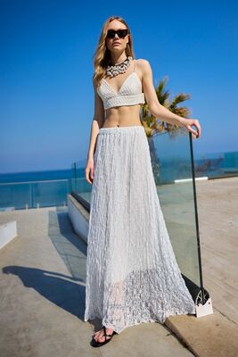 Beli Lastikli Dantelli Uzun Astarlı Etek - 1