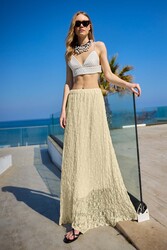 Beli Lastikli Dantelli Uzun Astarlı Etek - 7