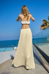 Beli Lastikli Dantelli Uzun Astarlı Etek - 10