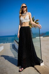 Beli Lastikli Dantelli Uzun Astarlı Etek - 12