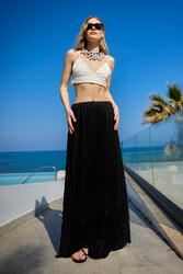 Beli Lastikli Dantelli Uzun Astarlı Etek - 11