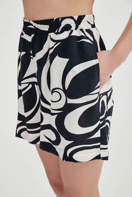 Beli Lastikli Desenli Cepli Şort - Thumbnail (4)