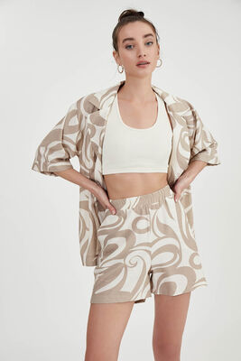 Beli Lastikli Desenli Cepli Şort - Thumbnail (8)