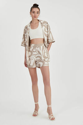 Beli Lastikli Desenli Cepli Şort - Thumbnail (7)