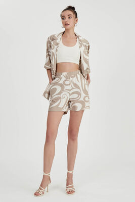 Beli Lastikli Desenli Cepli Şort - Thumbnail (11)