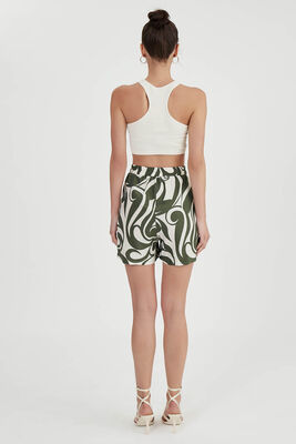 Beli Lastikli Desenli Cepli Şort - Thumbnail (16)