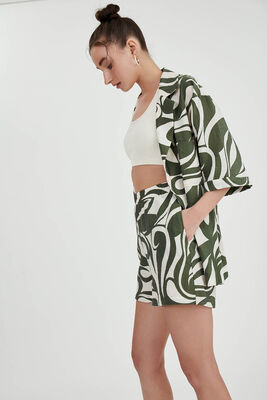 Beli Lastikli Desenli Cepli Şort - Thumbnail (15)