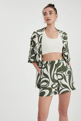 Beli Lastikli Desenli Cepli Şort - Thumbnail (13)