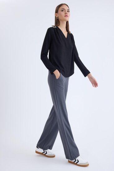 Beli Lastikli Geniş Paça Eşofman Pantolon - 3