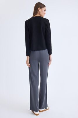 Beli Lastikli Geniş Paça Eşofman Pantolon - Thumbnail (3)