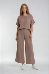 Beli Lastikli Geniş Paça Keten Pantolon - 2