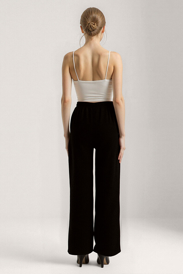 Beli Lastikli Geniş Paça Pantolon - 5