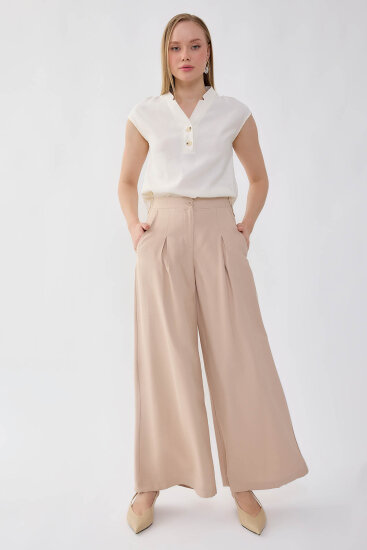 Beli Lastikli Geniş Paça Pantolon - 2