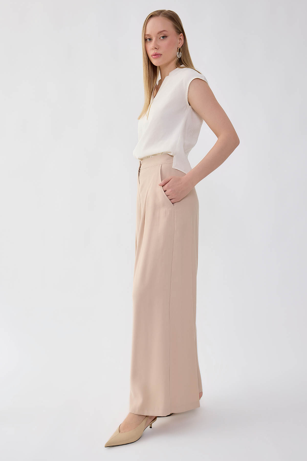 Beli Lastikli Geniş Paça Pantolon - Thumbnail