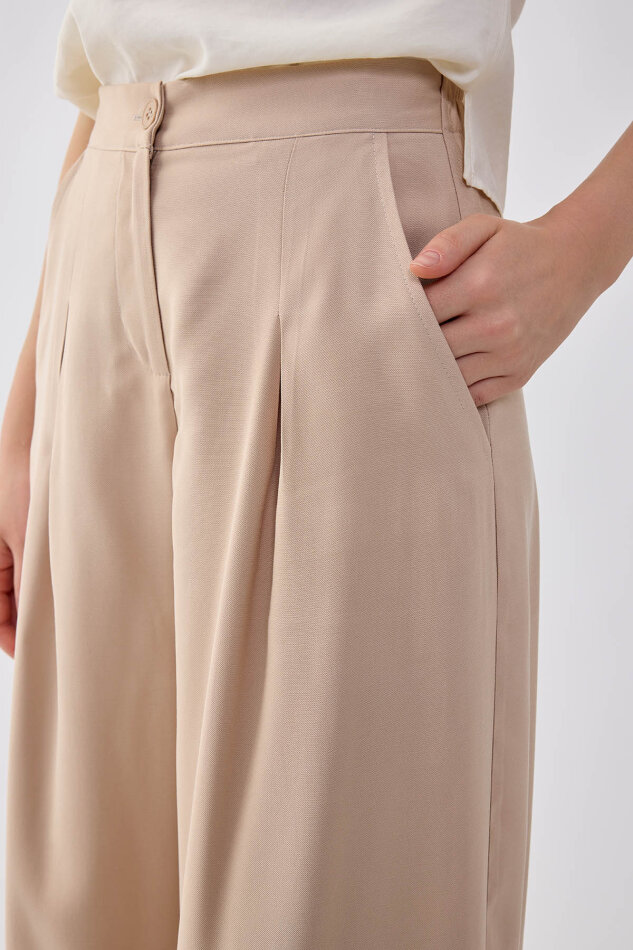 Beli Lastikli Geniş Paça Pantolon - 6