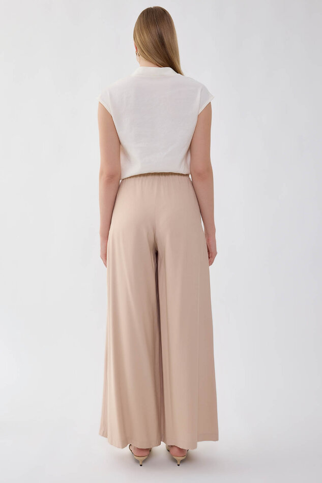 Beli Lastikli Geniş Paça Pantolon - 5