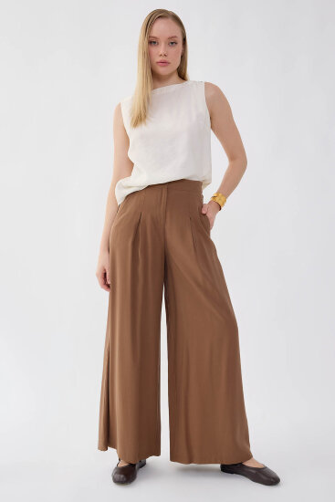 Beli Lastikli Geniş Paça Pantolon - 9