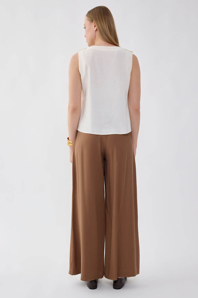 Beli Lastikli Geniş Paça Pantolon - 11