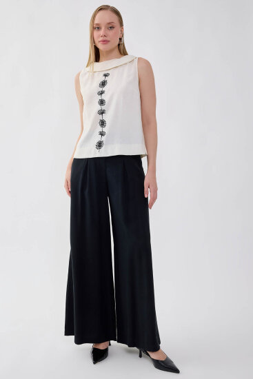 Beli Lastikli Geniş Paça Pantolon - 12