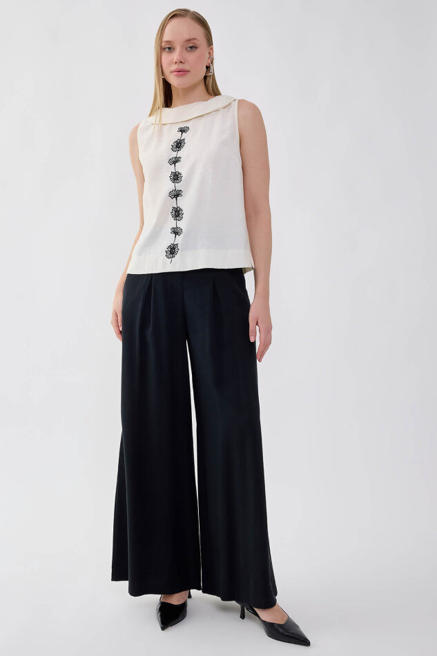 Beli Lastikli Geniş Paça Pantolon - 12