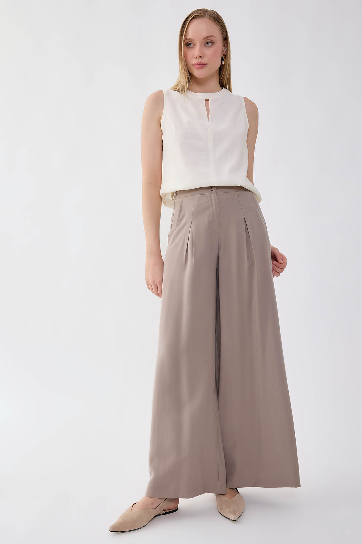 Beli Lastikli Geniş Paça Pantolon - Thumbnail