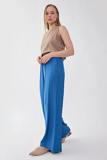 Beli Lastikli Geniş Paça Pantolon - 2