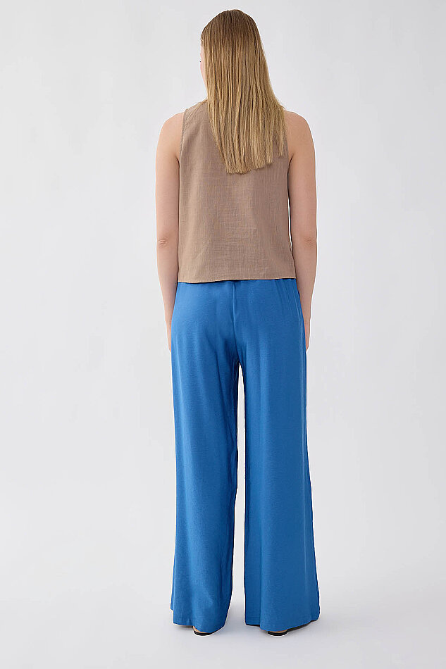 Beli Lastikli Geniş Paça Pantolon - 5