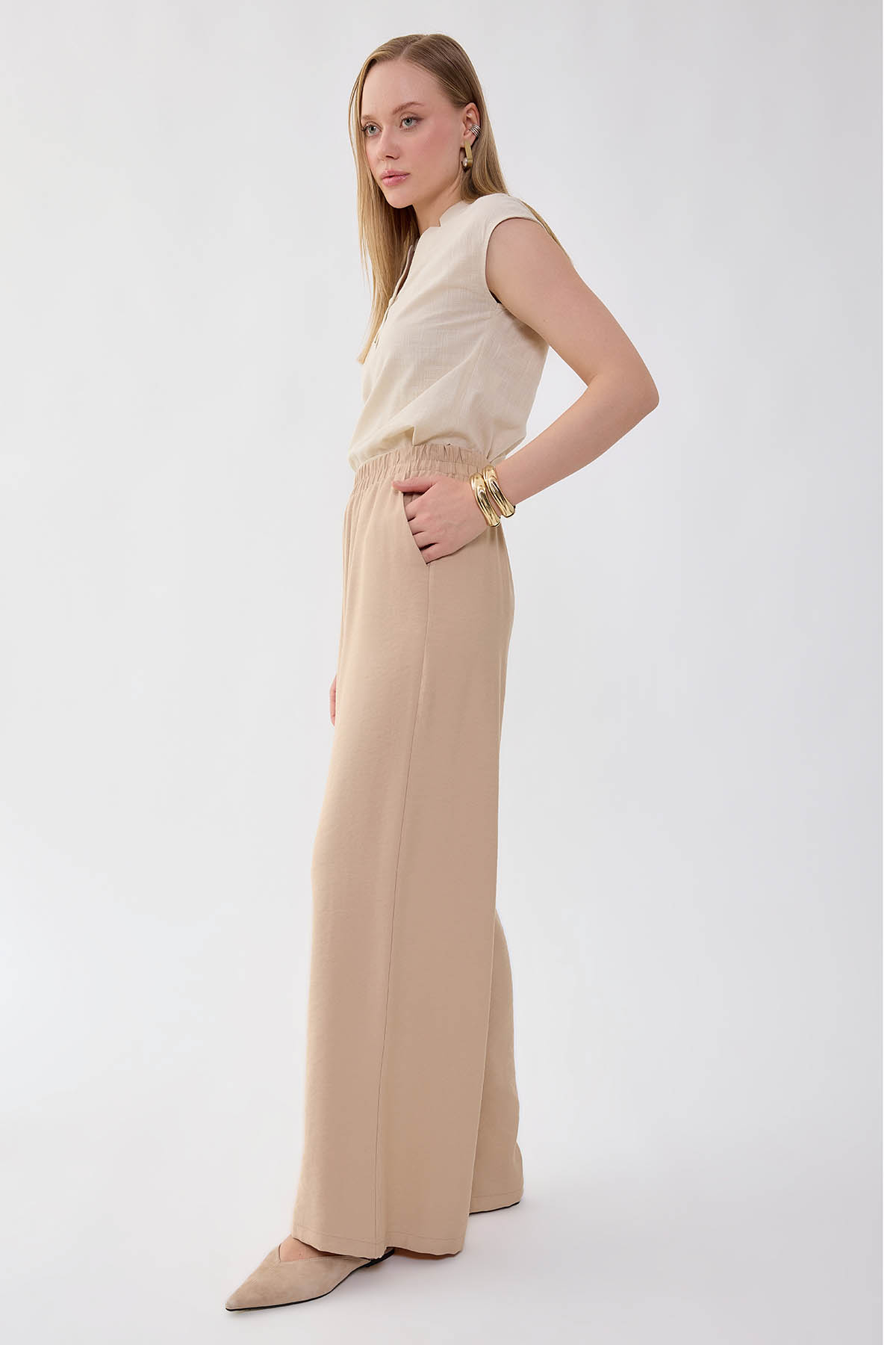 Beli Lastikli Geniş Paça Pantolon - Thumbnail