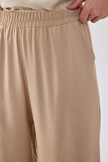 Beli Lastikli Geniş Paça Pantolon - 9