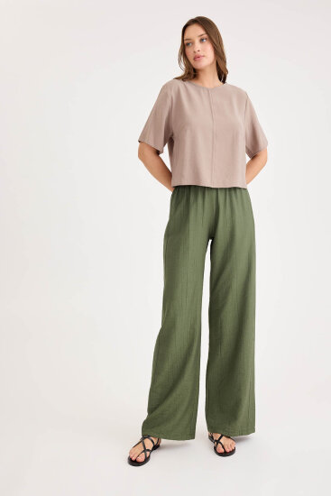 Beli Lastikli Geniş Paça Pantolon - 2