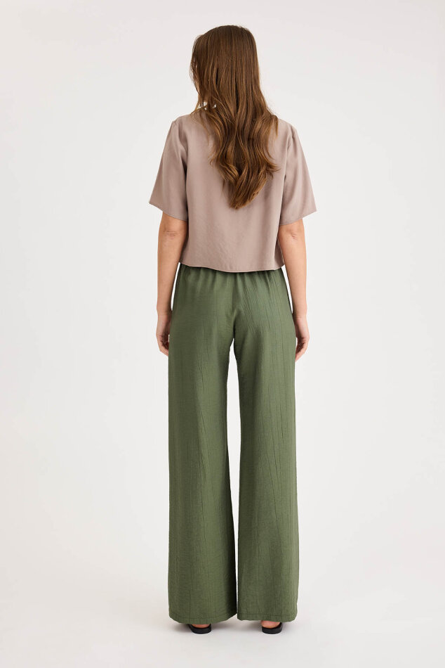 Beli Lastikli Geniş Paça Pantolon - 3