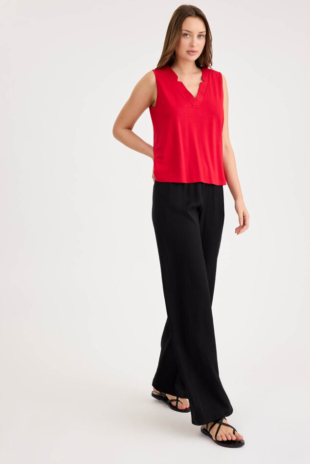 Beli Lastikli Geniş Paça Pantolon - 10