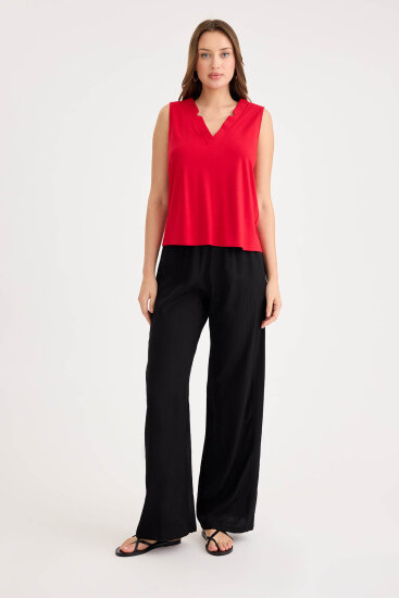 Beli Lastikli Geniş Paça Pantolon - 5