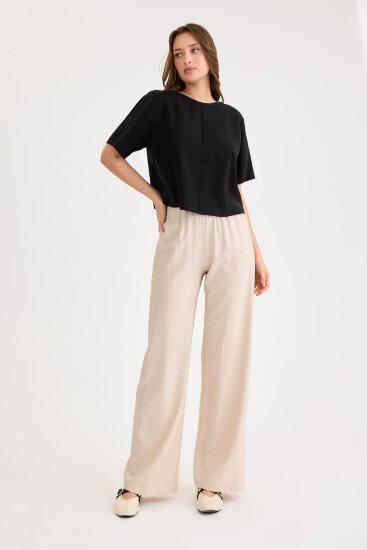 Beli Lastikli Geniş Paça Pantolon - 12