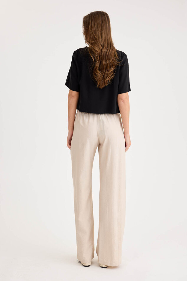 Beli Lastikli Geniş Paça Pantolon - 14