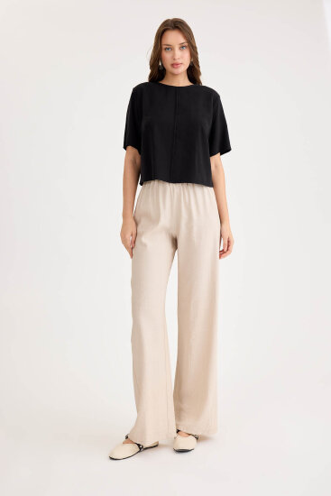 Beli Lastikli Geniş Paça Pantolon - 16